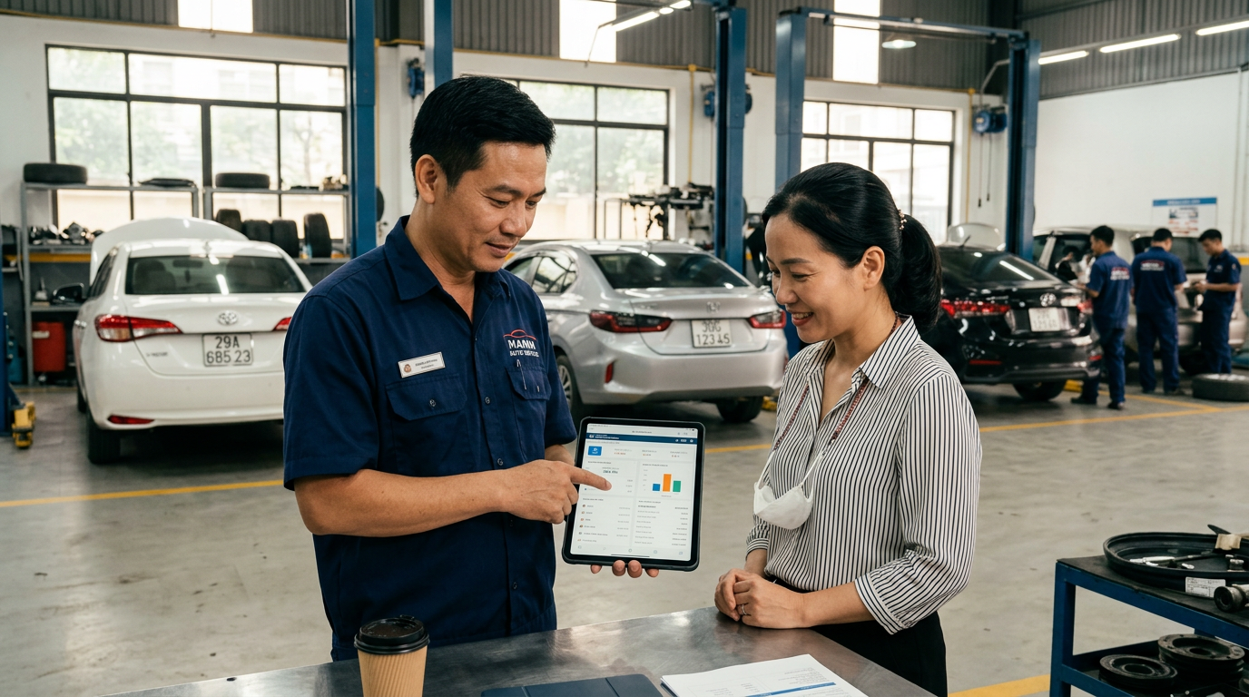Quy trình vận hành garage ô tô nhượng quyền chuẩn cùng Mcar Pro