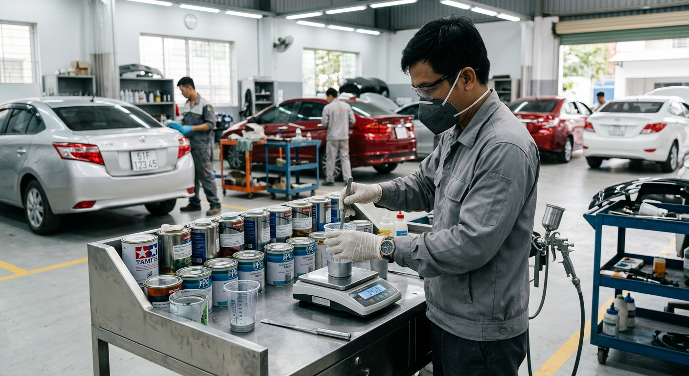 Cách Pha Sơn Ô Tô Đúng Tỷ Lệ Chuẩn Màu Cho Gara Dịch Vụ | Mcar Pro
