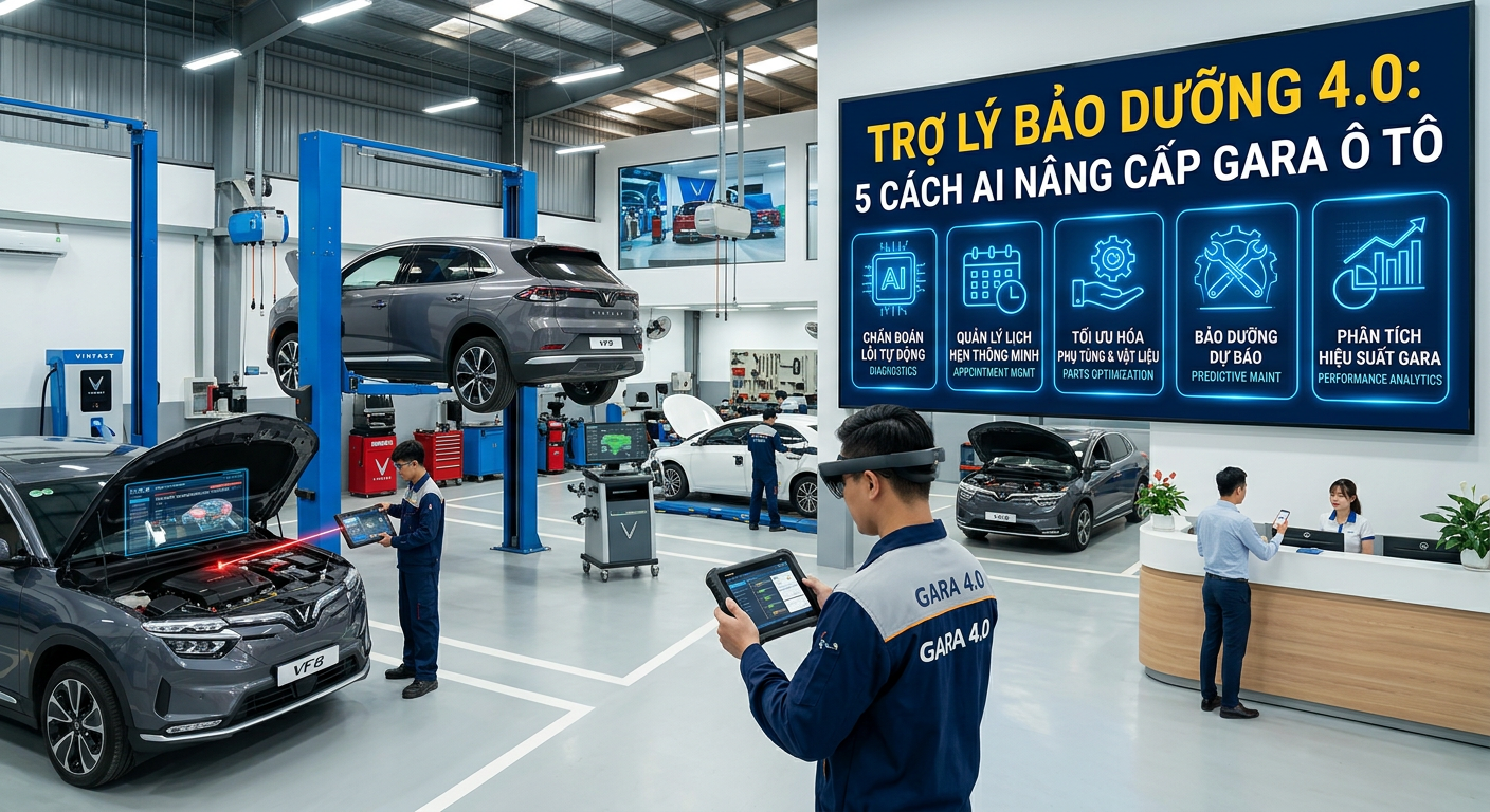Gara ô tô ngày nay không chỉ là nơi sửa chữa đơn thuần mà còn là trung tâm chăm sóc và bảo dưỡng xe thông minh. Với sự phát triển của công nghệ, Trợ Lý Bảo Dưỡng 4.0: 5 Cách AI Nâng Cấp Gara Ô Tô đang trở thành xu hướng giúp các gara nâng cao chất lượng dịch vụ, tiết kiệm thời gian và chi phí. Bài viết này sẽ giới thiệu 5 cách AI đang thay đổi cách vận hành gara ô tô, giúp khách hàng có trải nghiệm tốt hơn và gara hoạt động hiệu quả hơn.

